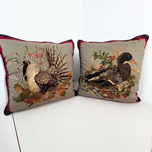 VTG Mallard Waterfowl Grouse Wildlife Accent Pillows Set Of 2 Rustic Cabin
